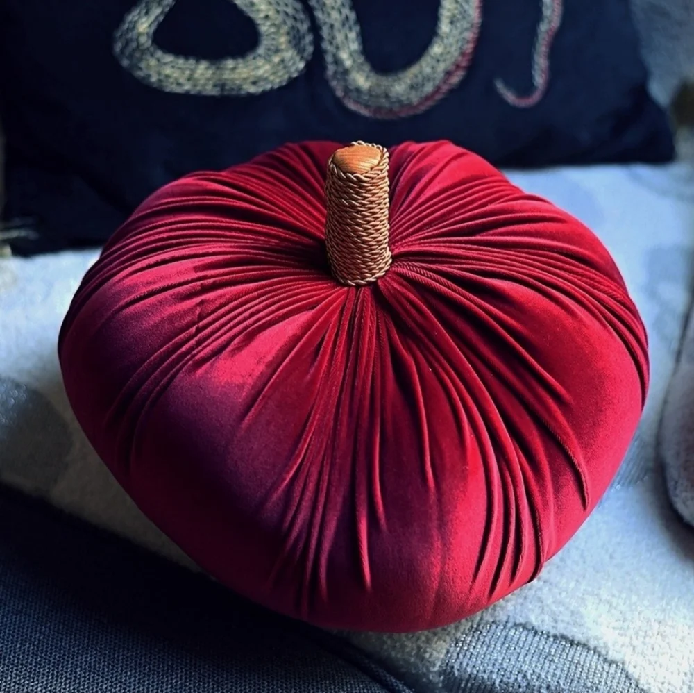 New THRESHOLD Large Decorative Pumpkin Shaped Velvet Pillow